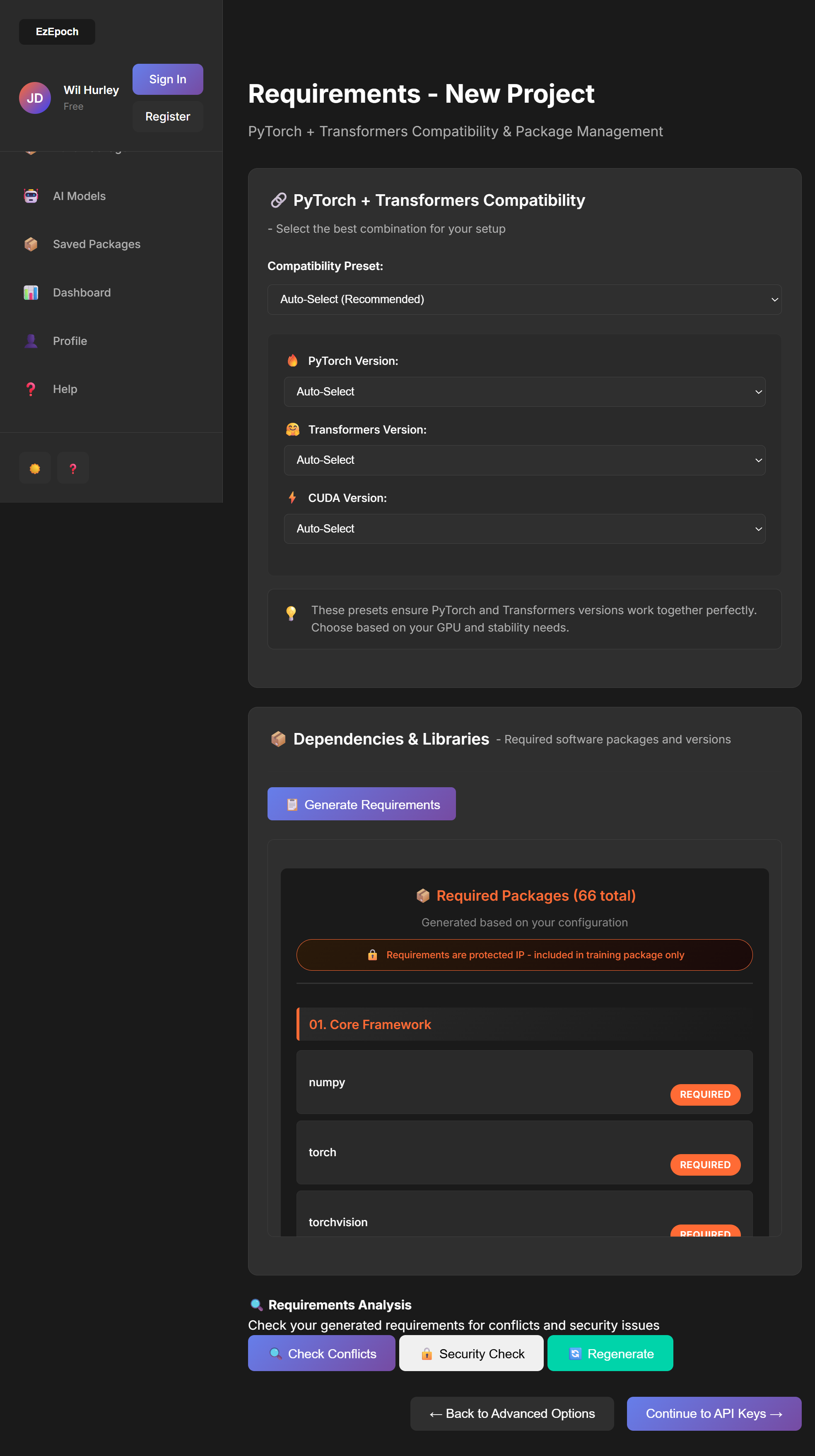 Requirements Screenshot